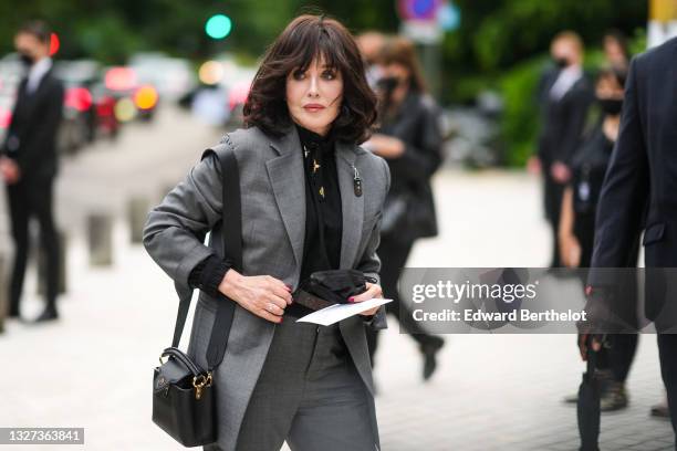 Isabelle Adjani is seen, outside Louis Vuitton Parfum hosts dinner at Fondation Louis Vuitton, during Paris Fashion Week - Haute Couture Fall/Winter...