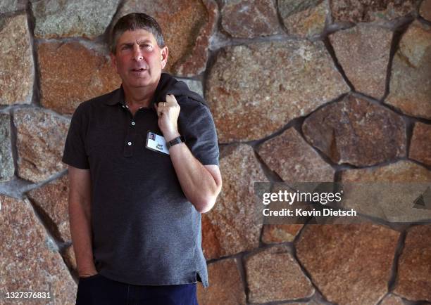 Of NBC Jeff Shell arrives for the Allen & Company Sun Valley Conference on July 06, 2021 in Sun Valley, Idaho. After a year hiatus due to the...