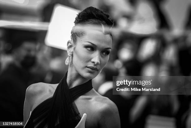 Bella Hadid attends the "Annette" screening and opening ceremony during the 74th annual Cannes Film Festival on July 06, 2021 in Cannes, France.