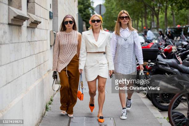Guests seen outside Dior on July 05, 2021 in Paris, France.