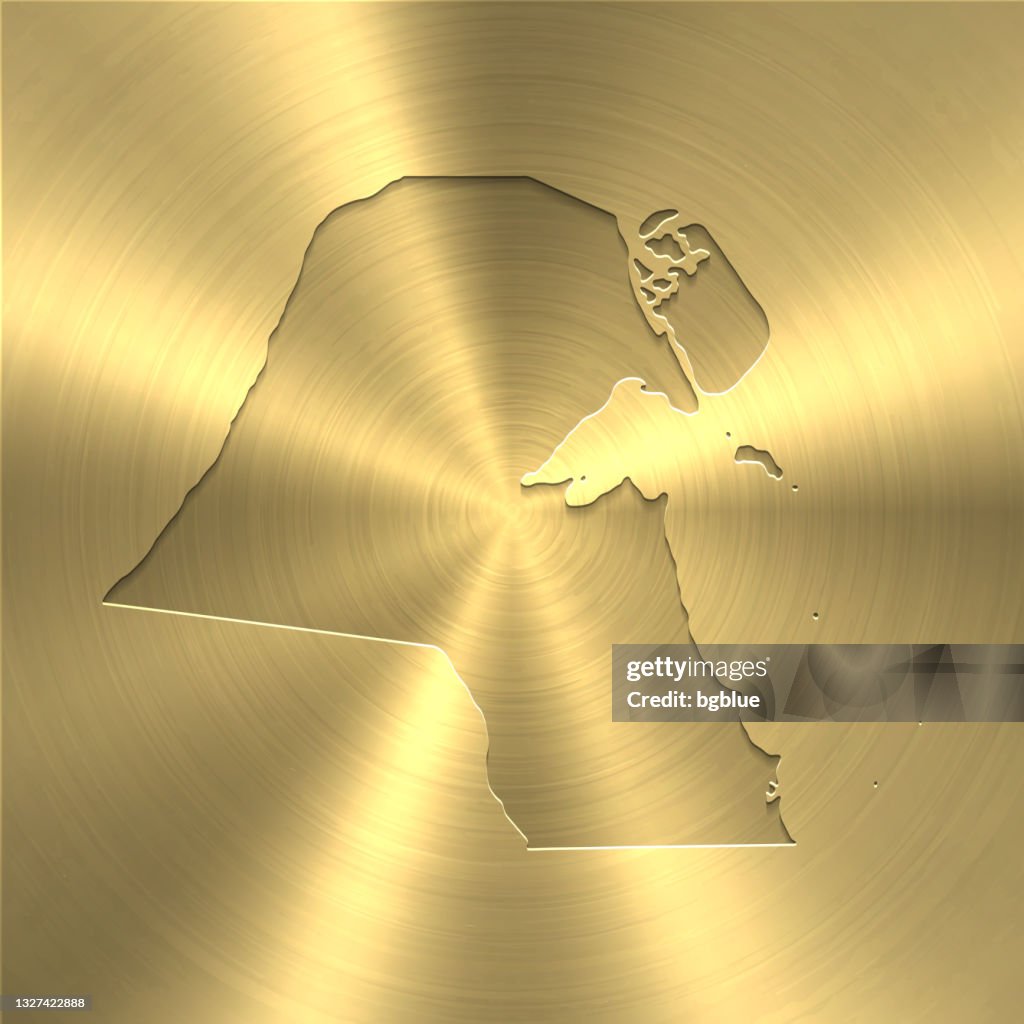 Kuwait Texture Kuwait Map On Gold Background Circular Brushed Metal Texture High-Res ...