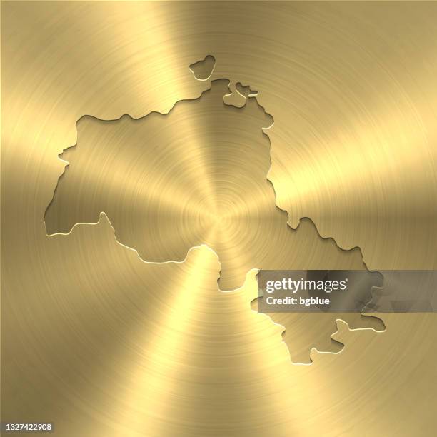 kurdistan karte auf gold hintergrund - kreis gebürstet metall textur - iraqi kurdistan stock-grafiken, -clipart, -cartoons und -symbole