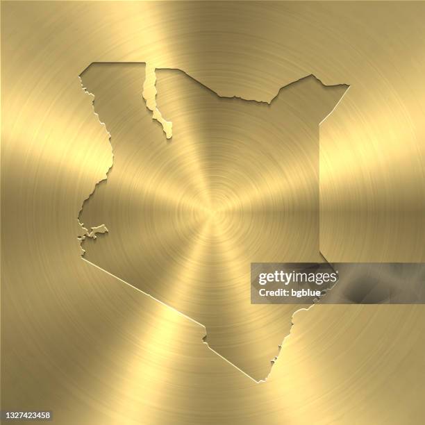 kenya map on gold background - circular brushed metal texture - brocade stock illustrations