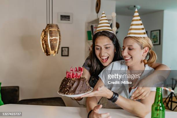 it's your birthday baby - girlfriend birthday stock pictures, royalty-free photos & images