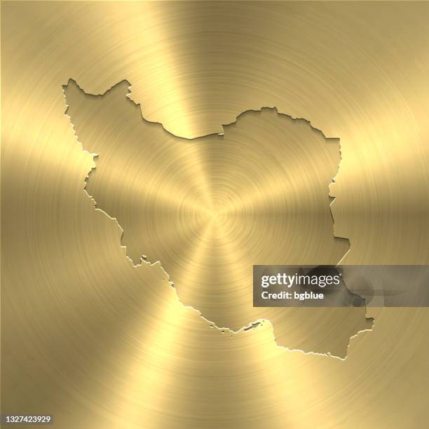iran map on gold background - circular brushed metal texture - tehran stock illustrations