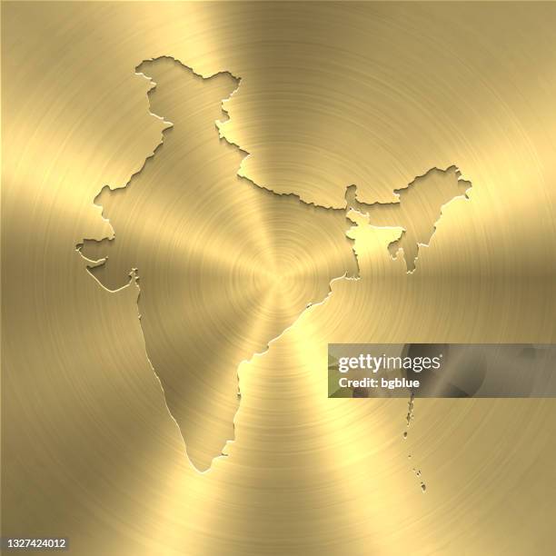 india map on gold background - circular brushed metal texture - gold medal stock illustrations