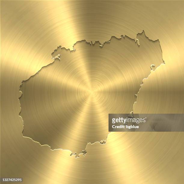 hainan map on gold background - circular brushed metal texture - 海南島 幅插畫檔、美工圖案、卡通及圖標