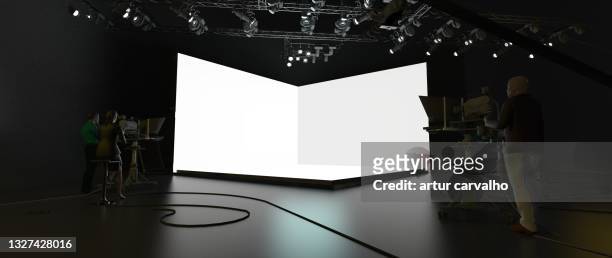 3d studio live template, web events, live transmission, web studio - palcoscenico foto e immagini stock