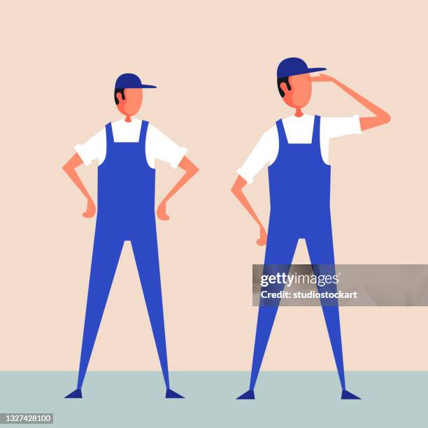 manual worker - low angle portrait stock illustrations