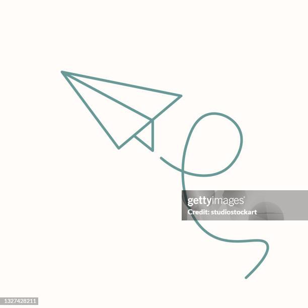 origami plane line icon.editable stroke - airplane vector logo stock illustrations