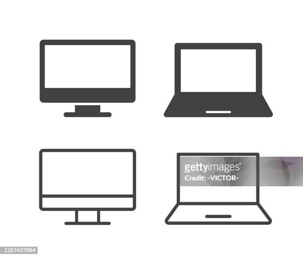 computer - illustration icons - desktop pc stock illustrations