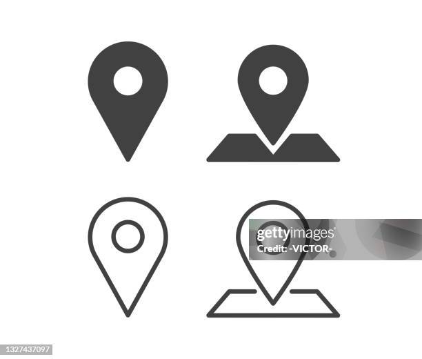 ilustraciones, imágenes clip art, dibujos animados e iconos de stock de ubicación : iconos de ilustración - icono de pin de mapa