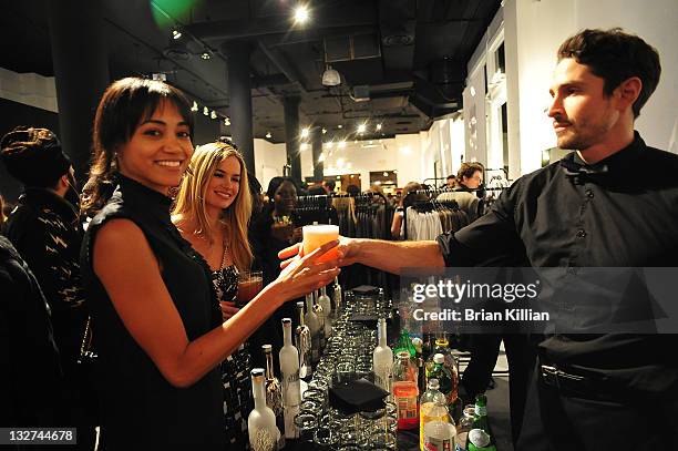 Trian Long Smith and Alice Callahan attend the Macys bar III Brand and Pop Up store launch at Private Location on February 9, 2011 in New York City.