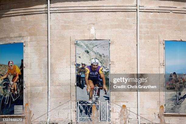 Bernard Thevenet of France, Raymond Poulidor of France and Eddy Merckx of Belgium Ex Pro-cyclists at start during the 108th Tour de France 2021,...