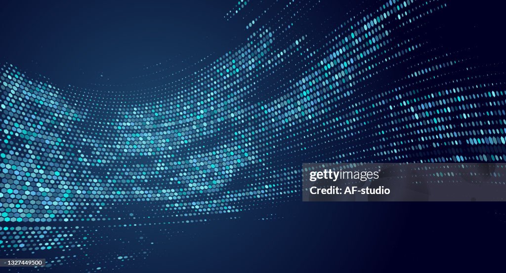 Sfondo della rete Blockchain esagonale astratta