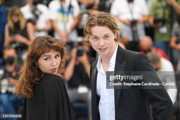 Mercedes Kilmer and Jack Kilmer attend "Val" photocall during the 74th annual Cannes Film Festival on July 07, 2021 in Cannes, France.