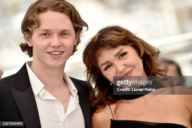 Mercedes Kilmer and Jack Kilmer attend "Val" photocall during the 74th annual Cannes Film Festival on July 07, 2021 in Cannes, France.