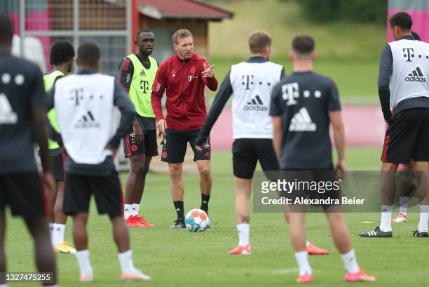New team coach Julian Nagelsmann of FC Bayern Muenchen is pictured during the first training session of the upcoming season 2021/2022 on July 07,...