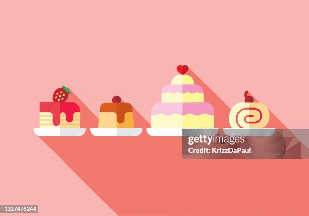 sweet cakes - strawberry shortcake stock illustrations