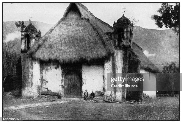 antique black and white photograph: franciscan church in the rural western cuba - slovenia stock illustrations