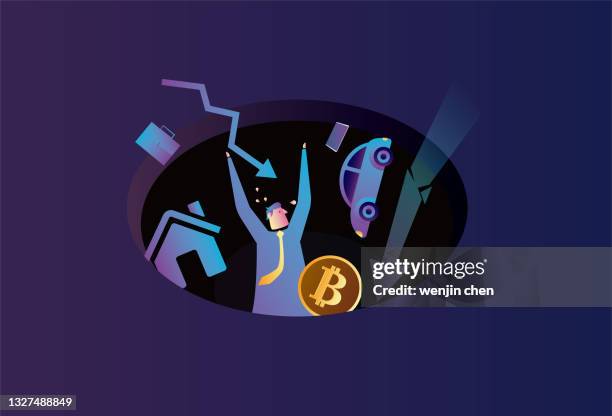 stockillustraties, clipart, cartoons en iconen met business man bankrupt - pitfall