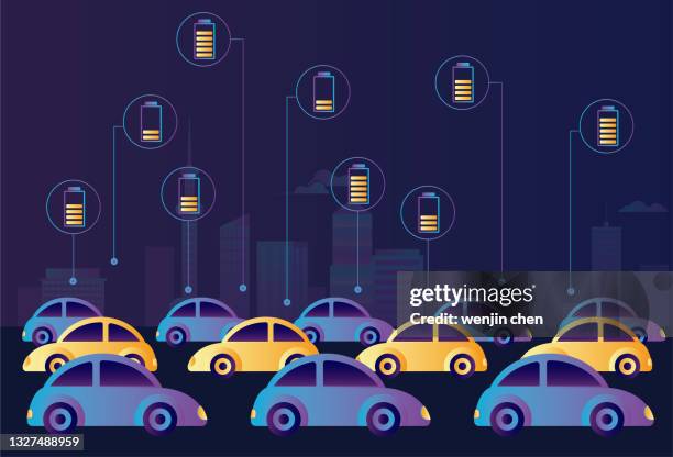 ilustraciones, imágenes clip art, dibujos animados e iconos de stock de nuevo coche de carga de energía - driving on busy highway