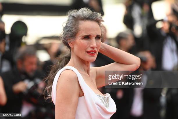 Andie Macdowell attends the "Tout S'est Bien Passe " screening during the 74th annual Cannes Film Festival on July 07, 2021 in Cannes, France.