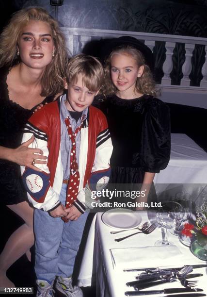 Actress Brooke Shields, actor Macaulay Culkin and model Laura Bundy attend the Ford Modeling Agency's Children's Divison Celebrates the Holiday...