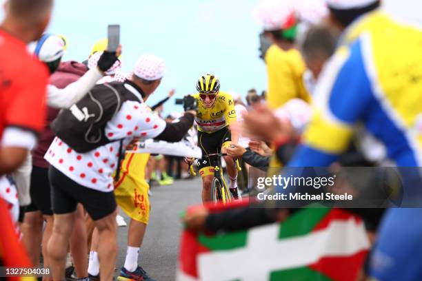 Tadej Pogačar of Slovenia and UAE-Team Emirates yellow leader jersey during the 108th Tour de France 2021, Stage 11 a 198,9km km stage from Sorgues...