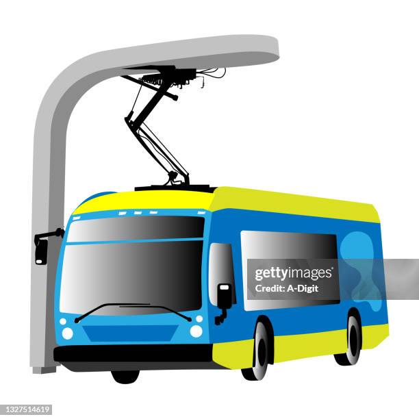 eletricbuscharging - smart public transportation icon stock illustrations