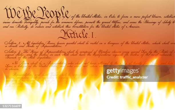 burning american constitution - constitution stock illustrations