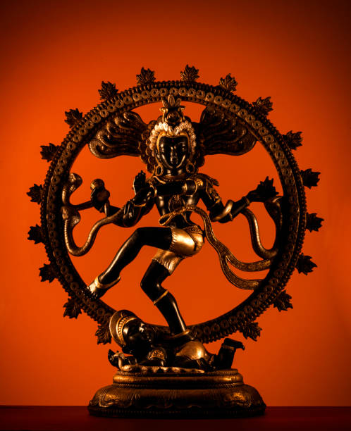 golden shiva sculpture - gods of hinduism stock pictures, royalty-free photos & images