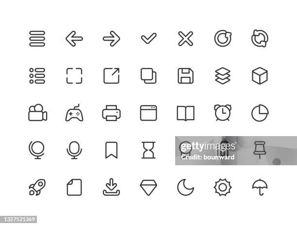 user interface line icons editable stroke part 2 - diskette stock illustrations