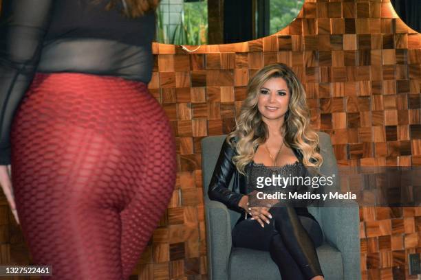 Aleida Núñez poses for a photo during the presentation of the clothing brand "SENSUALE" by Aleida Núñez at Prime Bar Maneiro on July 5, 2021 in...