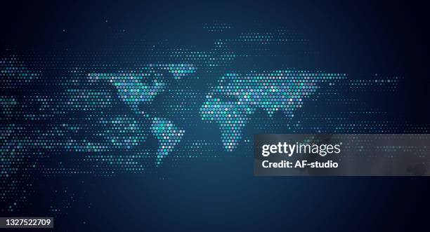 halftone world map - biotechnology investment stock illustrations