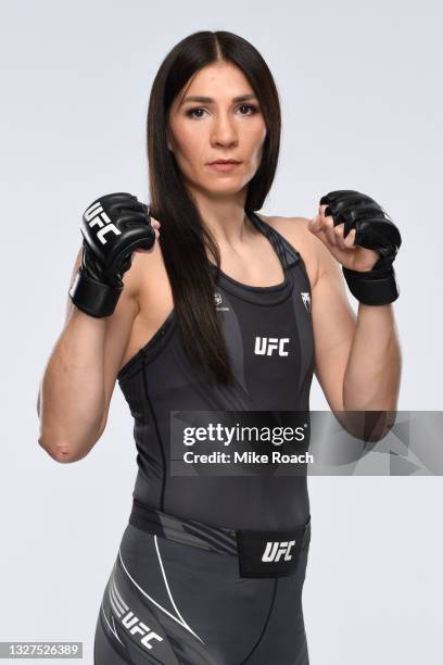 Irene Aldana poses for a portrait during a UFC photo session on July 7, 2021 in Las Vegas, Nevada.