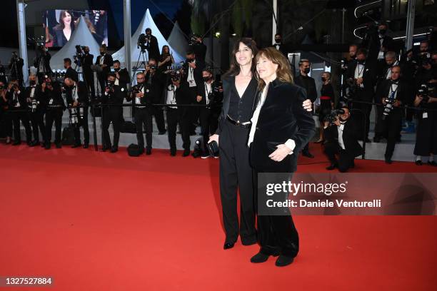 Charlotte Gainsbourg and Jane Birkin attend the "Jane Par Charlotte " screening during the 74th annual Cannes Film Festival on July 07, 2021 in...