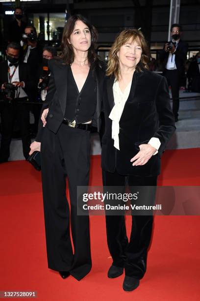 Charlotte Gainsbourg and Jane Birkin attend the "Jane Par Charlotte " screening during the 74th annual Cannes Film Festival on July 07, 2021 in...