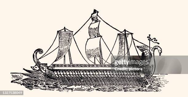 a galley : type of ship that is propelled  mainly by rowing        -xxxl with lots of details- - ancient greece 幅插畫檔、美工圖案、卡通及圖標
