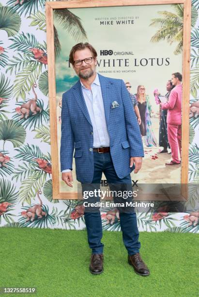 Steve Zahn attends the Los Angeles premiere of the new HBO Limited Series "The White Lotus" at Bel-Air Bay Club on July 07, 2021 in Pacific...
