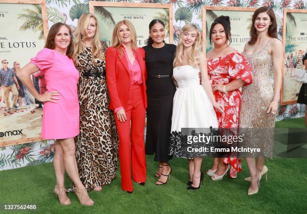 Molly Shannon, Jennifer Coolidge, Connie Britton, Brittany O'Grady, Sydney Sweeney, Jolene Purdy and Alexandra Daddario attend the Los Angeles...