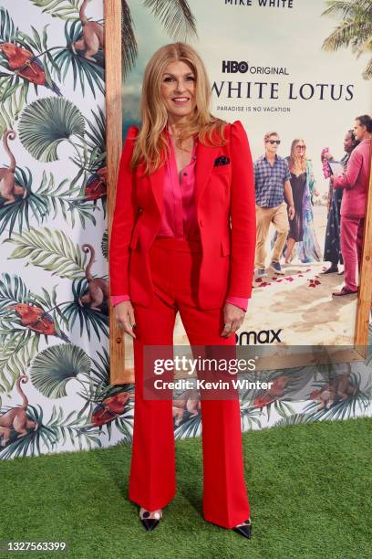 Connie Britton attends the Los Angeles premiere of the new HBO Limited Series "The White Lotus" at Bel-Air Bay Club on July 07, 2021 in Pacific...