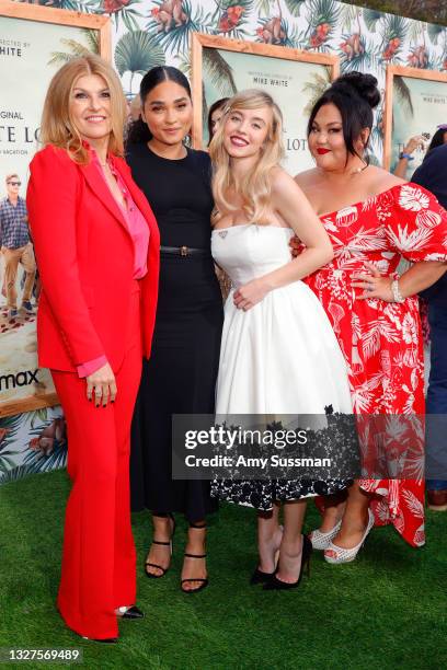 Connie Britton, Brittany O'Grady, Sydney Sweeney, and Jolene Purdy attend the Los Angeles premiere of the new HBO Limited Series "The White Lotus" at...