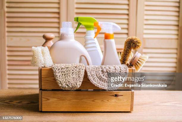 cleaning eco set for different surfaces in home. - cleaning housework stock pictures, royalty-free photos & images