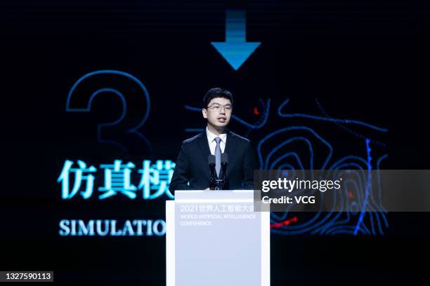 Xu Li, co-founder and CEO of SenseTime, speaks at the opening ceremony of 2021 World Artificial Intelligence Conference at Shanghai World Expo Center...