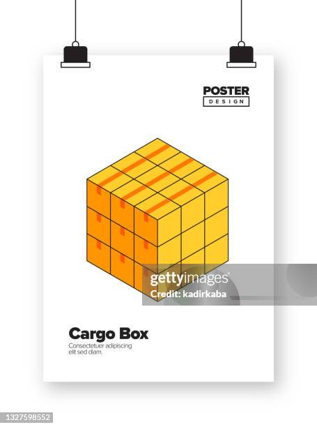 cargo box concept isometric web banner, three dimensional design for posters, covers and banners - cargo plane loading stock illustrations