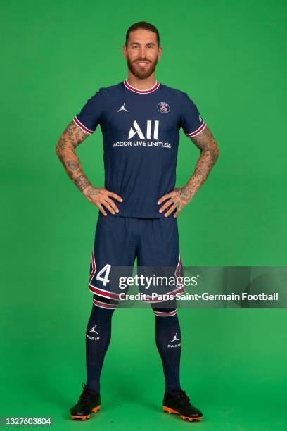 Sergio Ramos sign a 2 year contract with Paris Saint-Germain on July 08, 2021 in Boulogne-Billancourt, France.