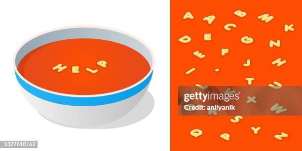 alphabet soup kit - three dimensional type stock illustrations