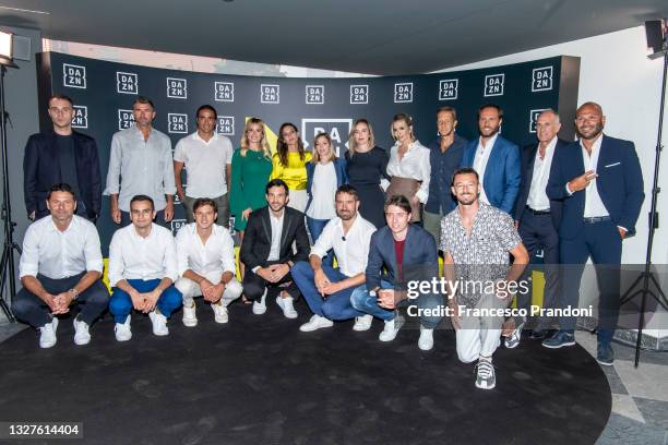 Entire staff of DAZN Squad attend at DAZN "Game.Changed." Press Conference on July 08, 2021 in Milan, Italy.
