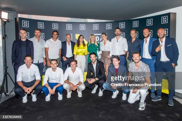 Entire staff of DAZN Squad attend at DAZN "Game.Changed." Press Conference on July 08, 2021 in Milan, Italy.